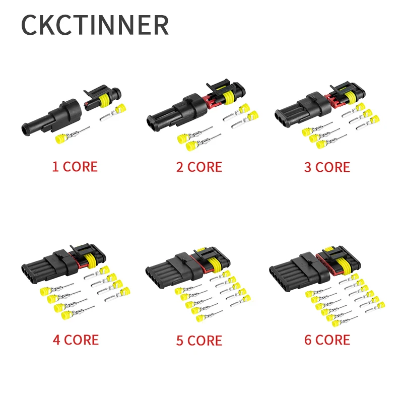

5 sets Kit 1P 2, P 3P 4P 5, P 6P AMP 1.5 male and female plug automotive waterproof connectors xenon lamp car connector