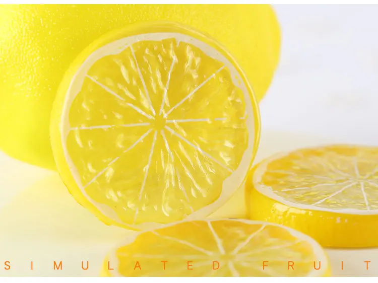 Mini Artificial Fruit Simulation Lemon Slices 3 Colors Resin Fake Artificial Fruit Model Party Kitchen Wedding Decoration QW183 (1)