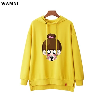

WAMNI Little Girl Hoodie Sweatshirt Women Streetwear Kawaii Yellow Sweet Sweatshirt Harajuku Cute Pullovers Dropshipping Hoodies