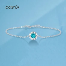 

COSYA 100% 925 Sterling Silver Real 0.5 Carat Blue Moissanite Anklet Bracelet For Women Sparkling Wed Party Fine Jewelry Gifts