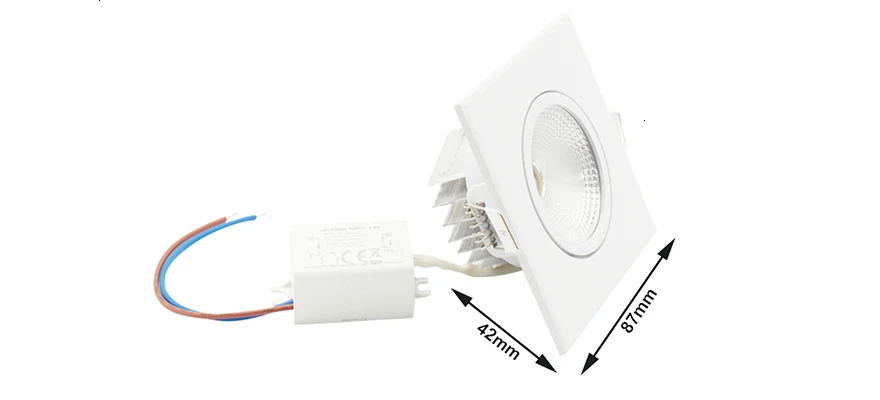 Светодиодный квадратный белый светодиодный светильник COB, Теплый Холодный белый, супер яркий, 5 Вт, 100-240 В, 75 мм, точечный светильник, освещение для гостиной