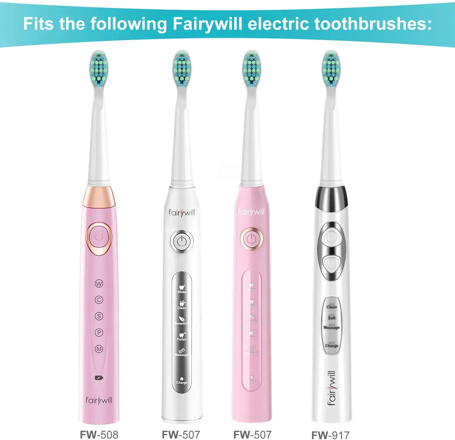 Fairywill насадка для зубной щетки электрические зубные звуковые Сменные мягкие
