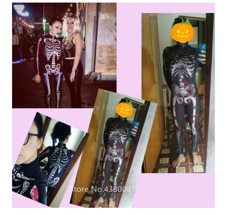 День мертвых Скелет страшный костюм для женщин ужас Хэллоуин комбинезон для косплея ведьмы Маскировка дьявола женские Необычные карнавальные Вечерние