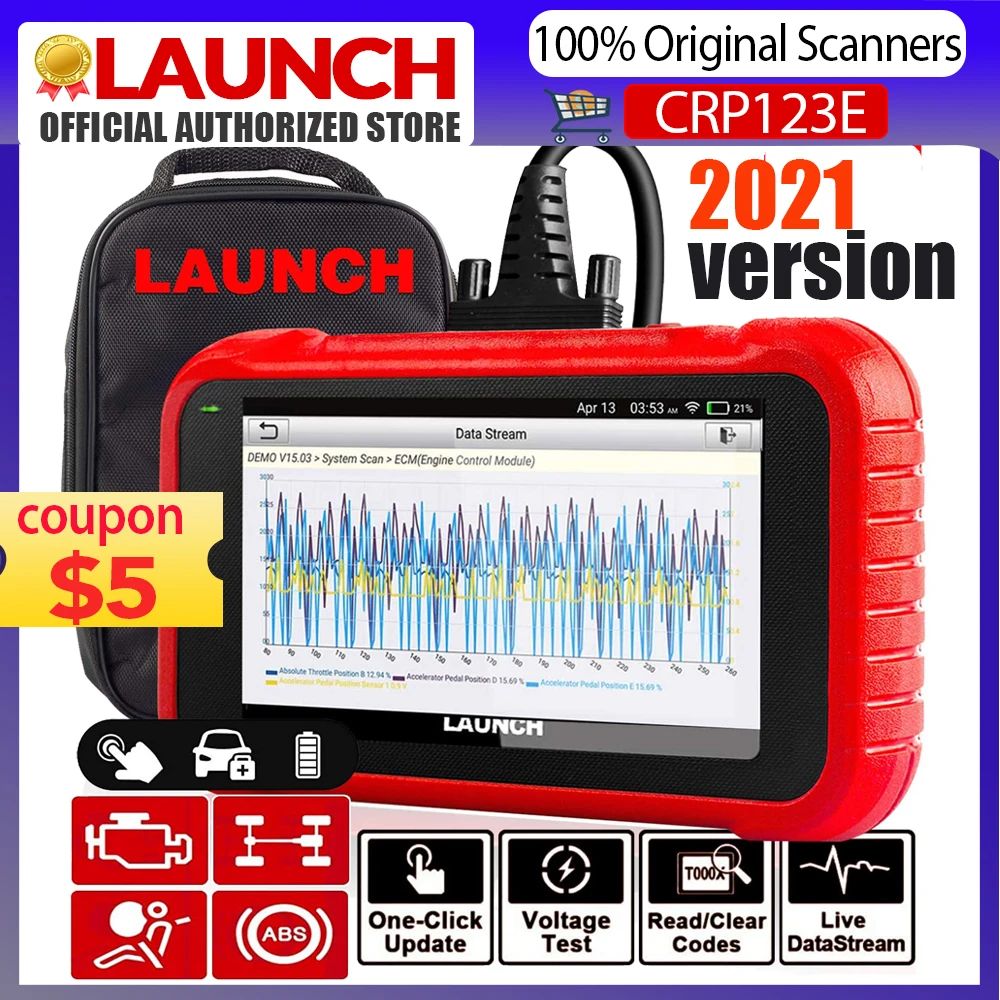 Scanner-Tools Airbag Srs-Gearbox-System Launch X431 Engine OBD2 CRP123E OBDII for ABS