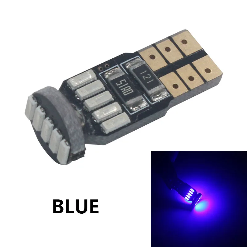 100X Автомобильные светодиодные T10 W5W 194 168 4014 15SMD номерного знака светильник парковочная лампа просвет чтение светильник сигнальный светильник DC12V стайлинга автомобилей - Испускаемый цвет: Синий