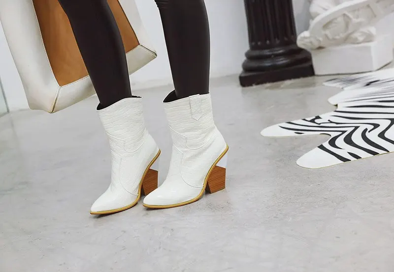 ASUMER/женские ботинки больших размеров 34-43 однотонные ковбойские ботинки на Высоком толстом каблуке с острым носком модельные офисные туфли женские ботильоны
