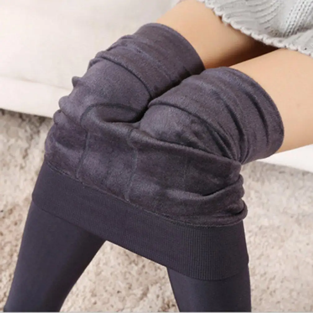 Women's Solid Winter Thick Warm Fleece Lined Thermal Stretchy Leggings Pants LN