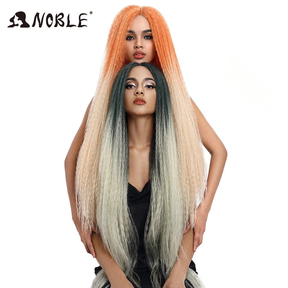 

Noble Synthetic Braided Wig Lace Front Wigs For Black Women Heat Resistant Wig 38 Inch Green Pink Wig Lace Wig Synthetic