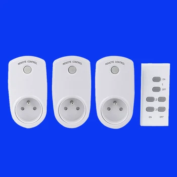 

Smart Plug Remote 433.92mhz Wireless Socket Light Switch France Standard Outlet (3 Plug +1 Remote)