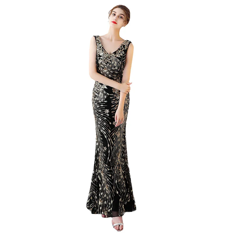 Sexy Black Long Mermaid Evening Dress Wedding Guest for Party Woman Floor Length Elegant | Свадьбы и торжества