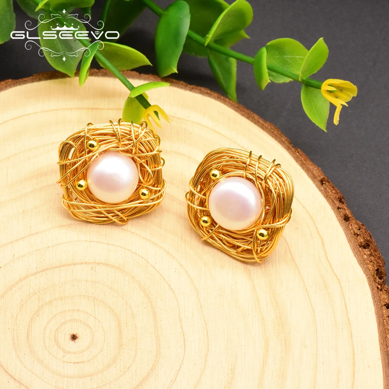 Женские серьги гвоздики с натуральным пресноводным жемчугом|Серьги-гвоздики| |