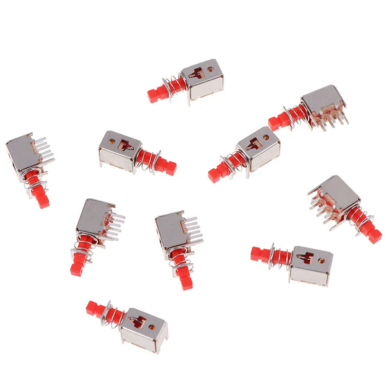 10 шт. PS-22F03 правый угол PCD Мгновенный кнопочный переключатель DPDT двухполюсный 6 Pin самоблокирующийся ключ Мощность переключатели