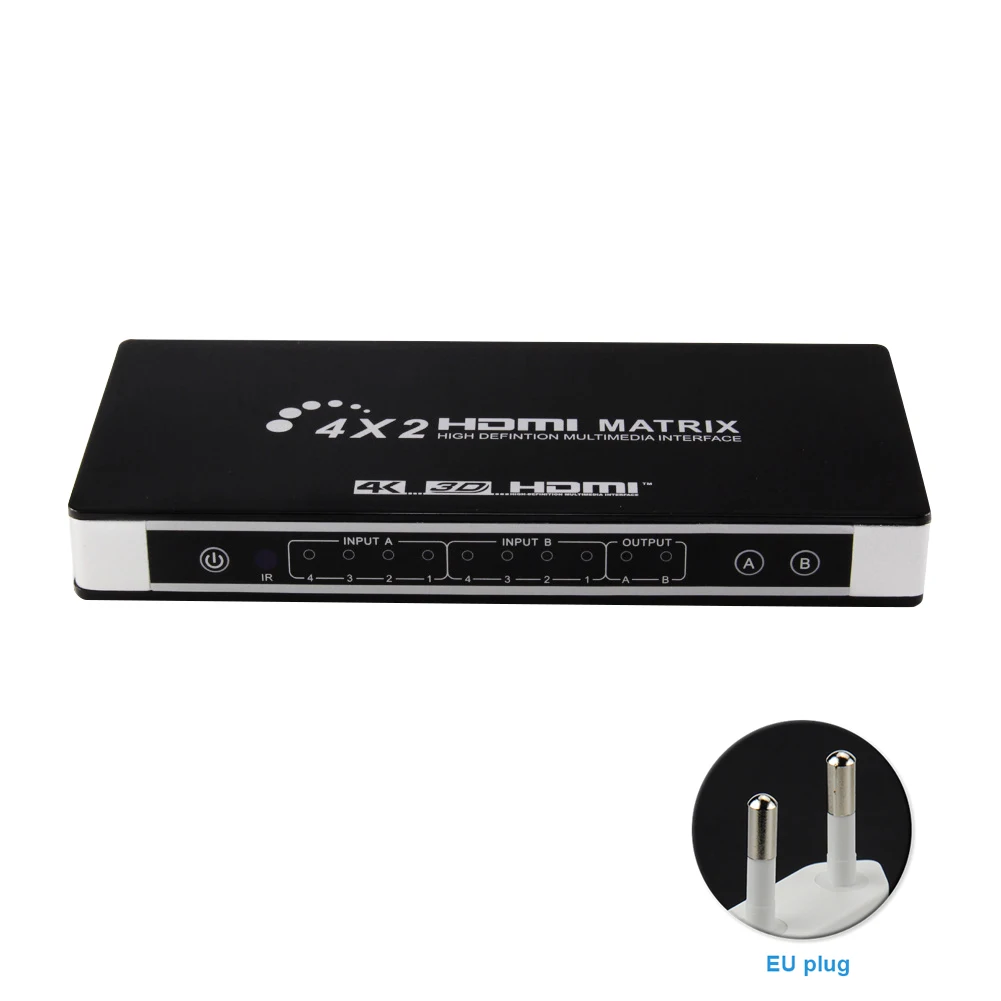 

4K 3D 4x2 HDMI Audio Gold Plated Interface Home Video Converter To TV Aluminum Alloy Matrix Switcher Remote Control Av Receiver
