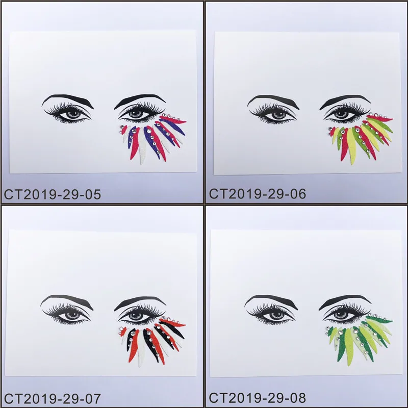 Fashion Acrylic Rhinestone Face Stickers Drill Stick Crystal Environmental Resin Diamond Women Forehead Eyebrows Face Sticker