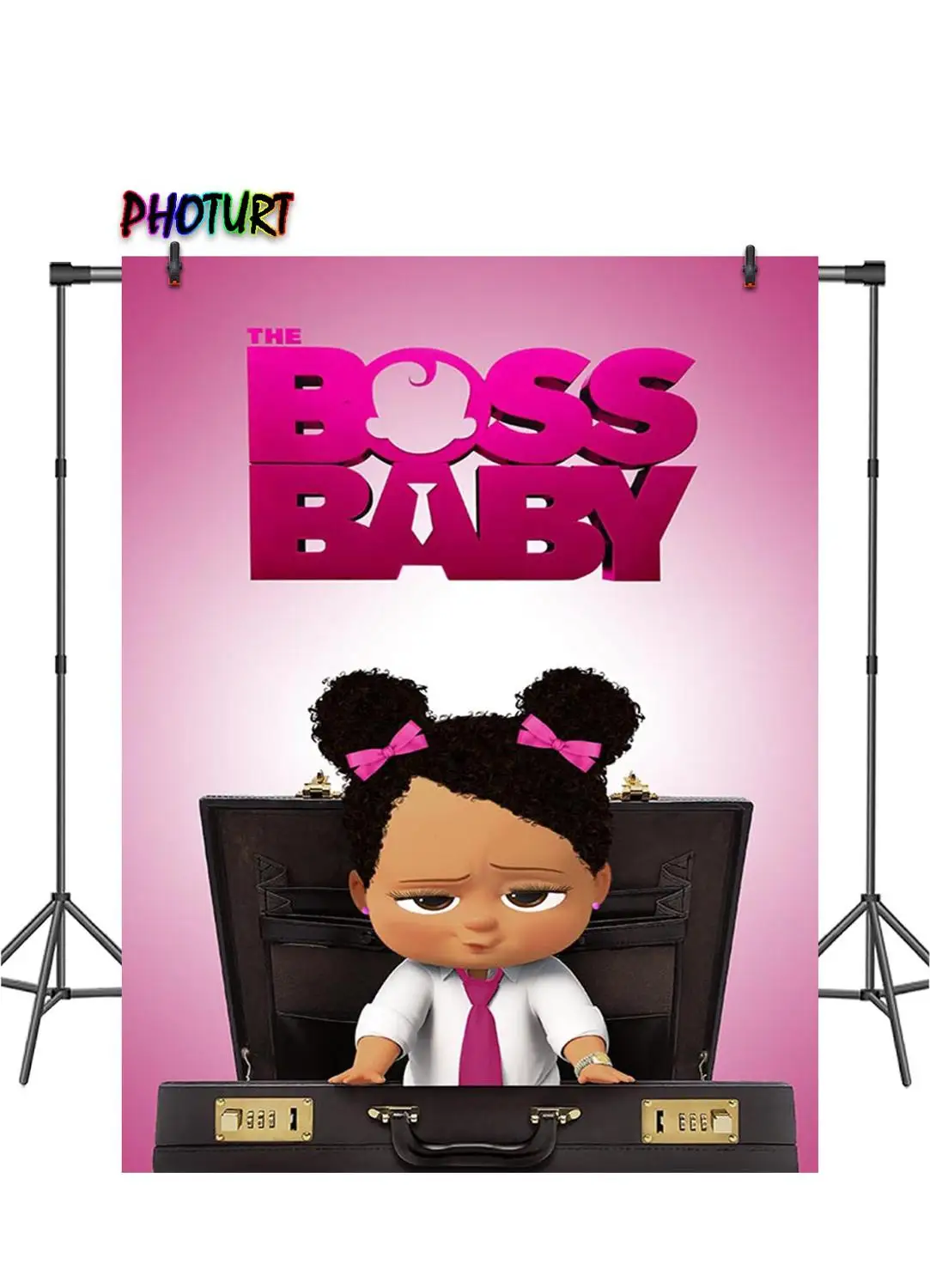 PHOTURT Baby Boss Girl фотофоны детский душ день рождения фон розовый черный полиэстер