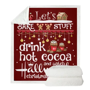 

Christmas Print Blanket Spring/Autumn Home Fur Blanket Keep Warm Thickening Blanket Cartoon Throw Blanket