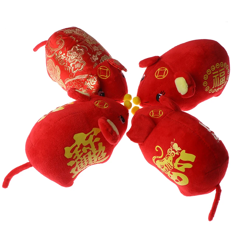 2020 Новогодняя плюшевая игрушка талисман в виде крысы красная мышка костюме Тан