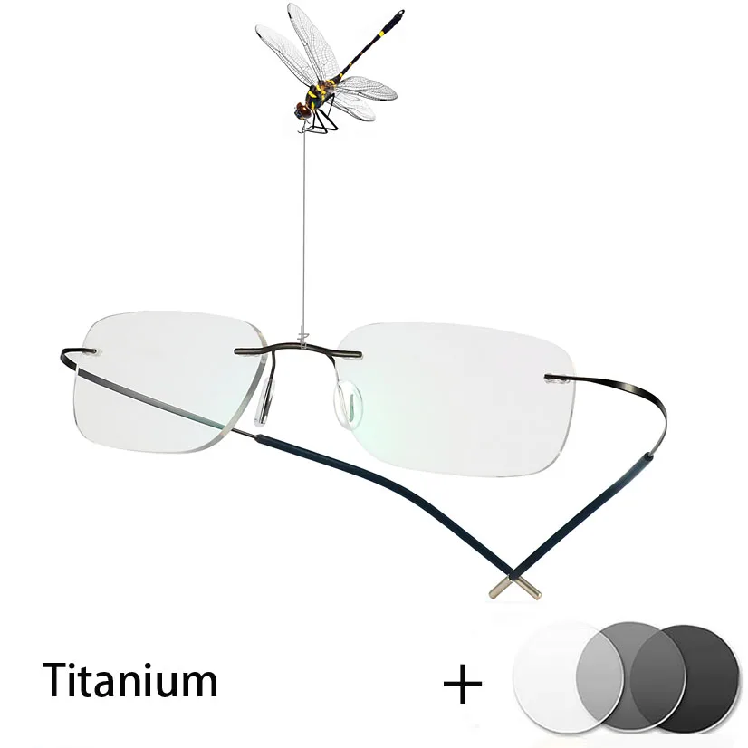 B titanium Frameless Reading Sunglasses Photochromic Reading Glasses for Men Women Outdoor Presbyopia Glasses 2