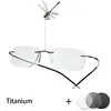 B titanium Frameless Reading Sunglasses Photochromic Reading Glasses for Men Women Outdoor Presbyopia Glasses 2