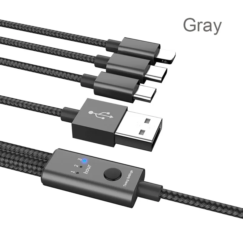 65 watt charger mobile TQUQ Multi Charging Cable with Timer, Nylon 3 in 1 Charger Cable Universal Charge Cord Type C Micro USB Connector For Cell Phone usb fast charge Chargers