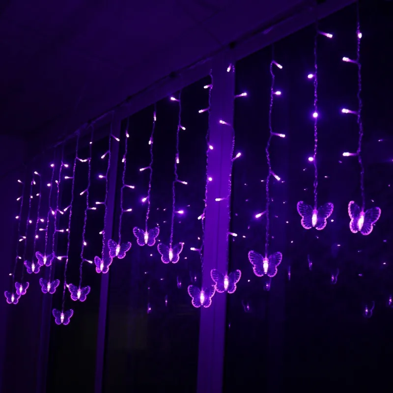 5M 96LED RGB Christmas Led Light Decoration Butterfly Fairy String Light Icicle Light String Wedding Decor Home Garden Party
