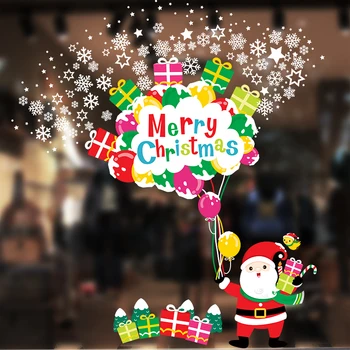 

Balloon Christmas Snowflake Gift Sticker Window Sticker Glass Sticker Static Sticker Santa Claus
