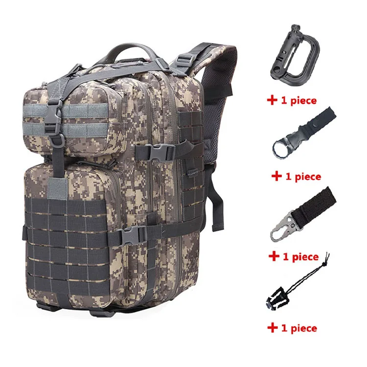 ACU with hooks 50L военные рюкзаки, армейская тактическая сумка, уличная, 3P Упаковка, мужской треккинг, походный рюкзак, Охотничья сумка, большая вместительность, Mochila - Цвет: ACU with hooks
