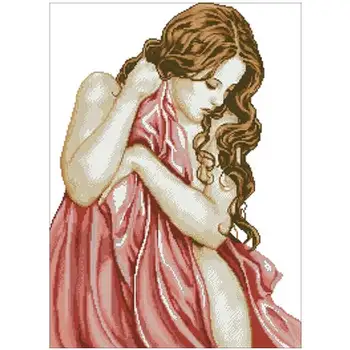 

Innocent girl in red dress Counted Cross Stitch 11CT 14CT 18CT DIY Cross Stitch Kits Embroidery Needlework Sets home decor