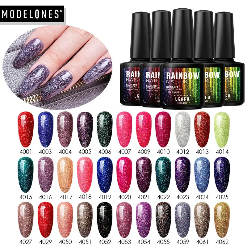 

Modelones 10ml Neon UV Gel Polish Rainbow Glitter LED Nail Gel Varnish Shiny Art Lacquer Semi Permanent Hybrid Nail Gel