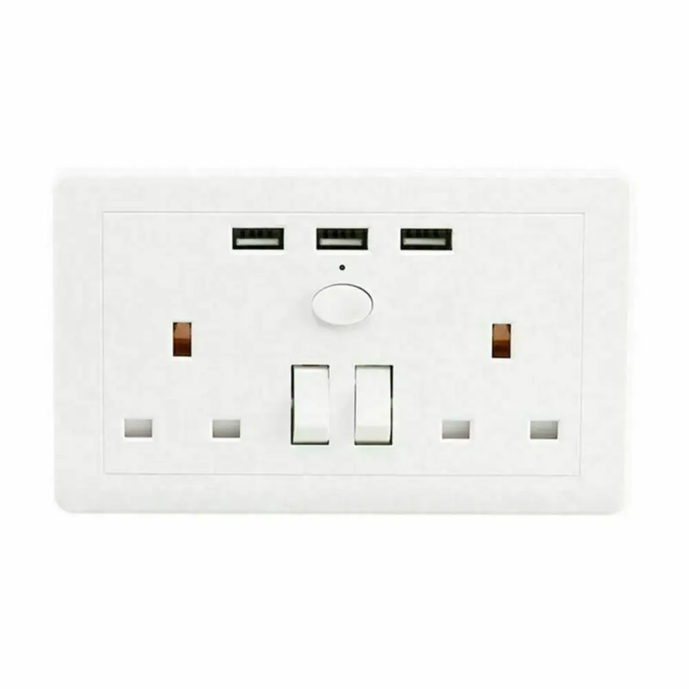 3 usb Двойной USB зарядное устройство на стене адаптер настенное зарядное устройство 13 штекер стандарта Великобритании двойная розетка 2 сдвоенная розетка белый - Цвет: 3 usb