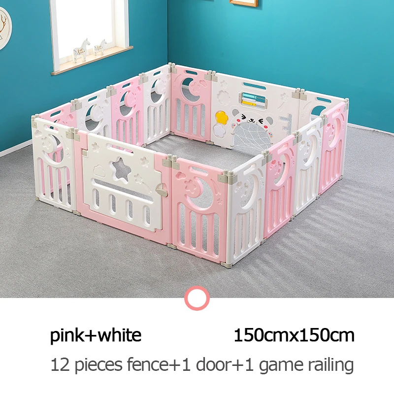 pink white 4 Детский Манеж Детский бассейн мяч новорожденный забор Манеж Детский Бассейн Детский Манеж Детский защитный барьер складной детский манеж игра - Цвет: pink white 4