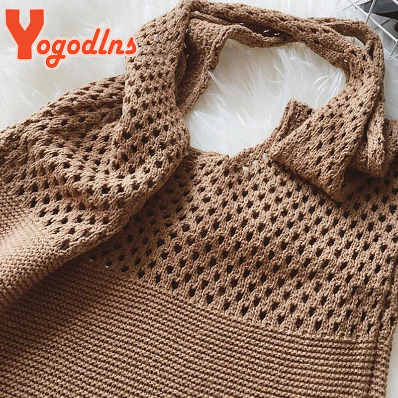 Yogodlns Wool Hollow Woven Shoulder Bag Womens Large Capacity Handbags Winter Shopping Tote Travel Beach Bag Ladies Handle Bag