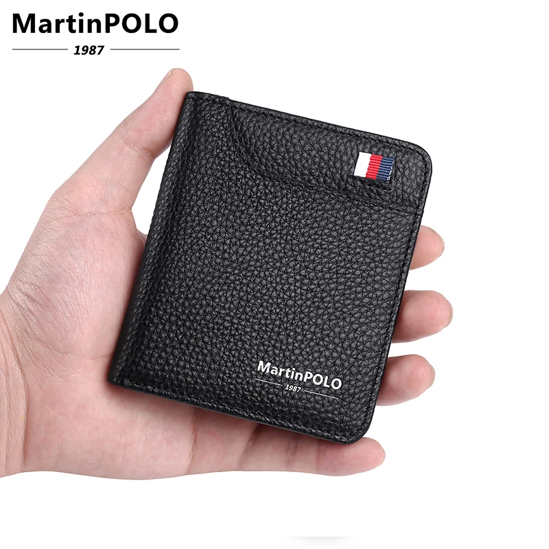 Кошелек MartinPOLO мужской из натуральной кожи маленький тонкий бумажник для