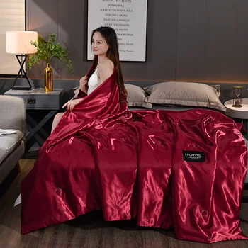 

Washable ice silk summer air conditioning quilt cool quilt solid color ice silk quilt cover thin blanket tissu pat patrouille