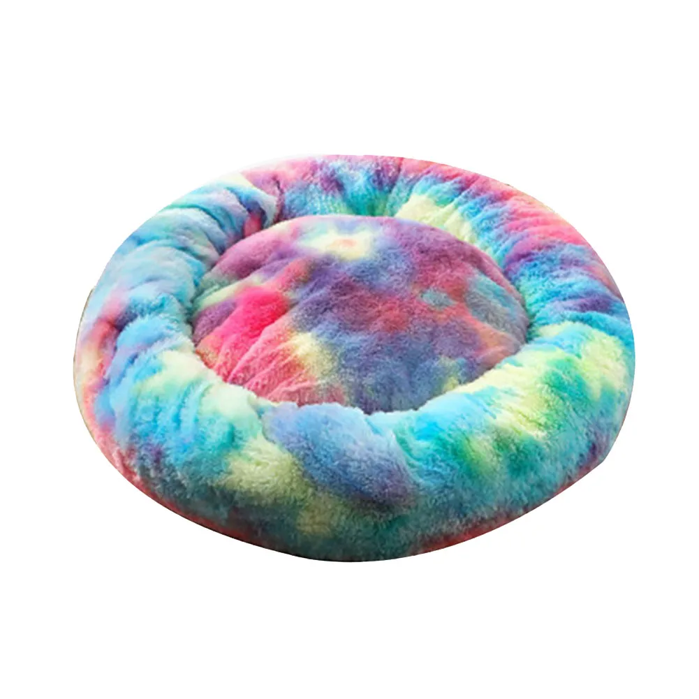 Pet Dog Bed Mat Round Step-On Plush Mattress Warm Pet Bed for Dogs Cats K888 - Цвет: Синий