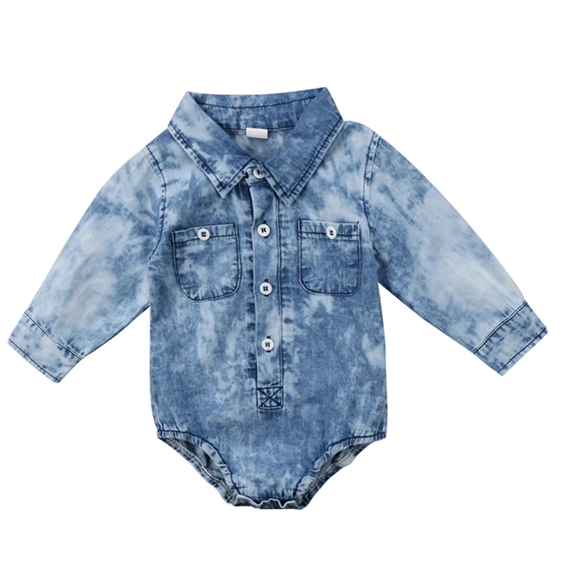 Imcute, джинсовый комбинезон с длинными рукавами для новорожденных мальчиков и девочек, боди, цельная одежда