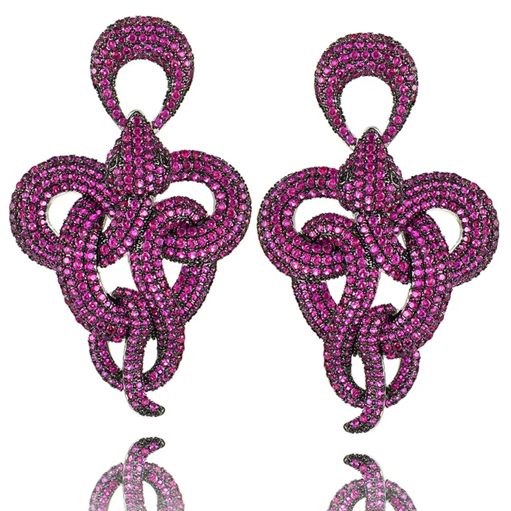 

GODKI Turquoise Charms Big Twist Snake Statement Earring For Women Luxury Full Cubic Zircon Wedding Bridal DUBAI Dangle Earring