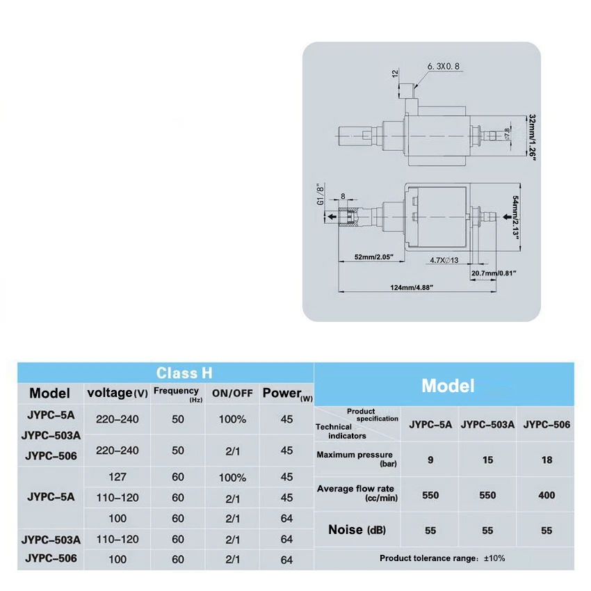 Jiayin JYPC-5 AC 220V-240V 9bar 45W Electromagnetic Water Pump High Pressure Coffee Machine Cleaner Hot Iron Self-priming electric water pump water pump