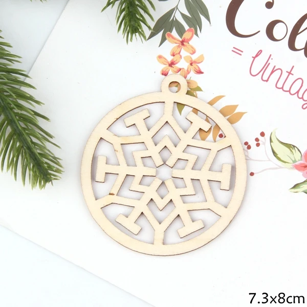 Ball Snowflake 10 шт./Партия DIY натуральный мульти Рождественский деревянный чипборд висячие украшения Подвески рождественские украшения детские рождественские подарки - Цвет: Ball Snowflake