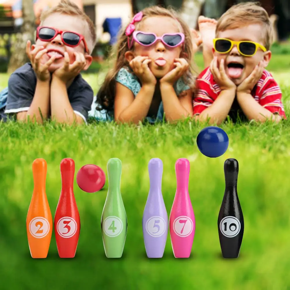 12 шт./компл. деревянный цветной набор для боулинга 10 контактов 2 ...