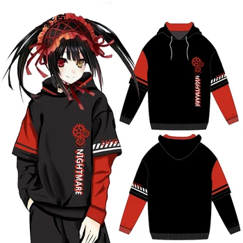 

Anime DATE A LIVE Tokisaki Kurumi Cosplay Fashion Hoodies Coat Sweatshirt Unisex Hooded Pullover Student Tops Autumn Winte