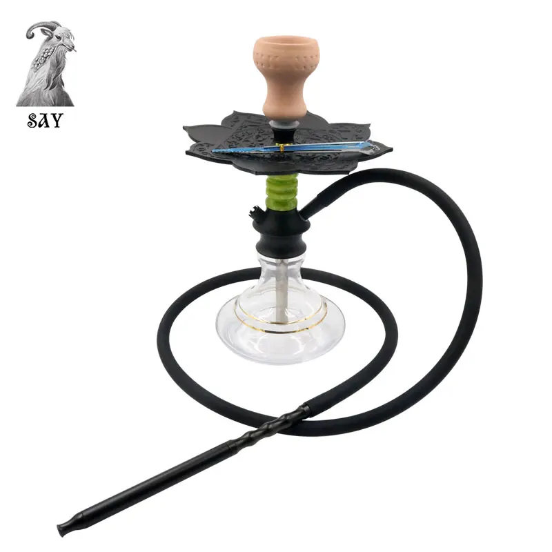 

SY Carved Flower Shape Frosted Glass Shisha Grande Hookah Full Set With Rurka Silikonowa Pipe For Smoking Chicha Narguile