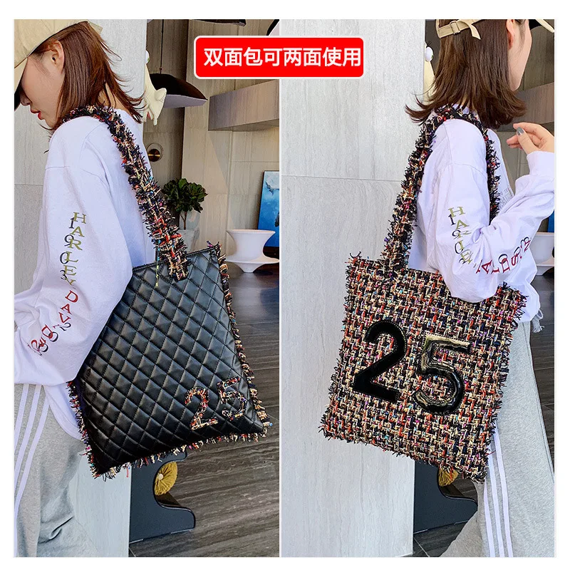 

High-quality Textured Fashion Tote Bag 2019 New Popular Wild Wool Diamond Ladies Single Shoulder Diagonal Bag
