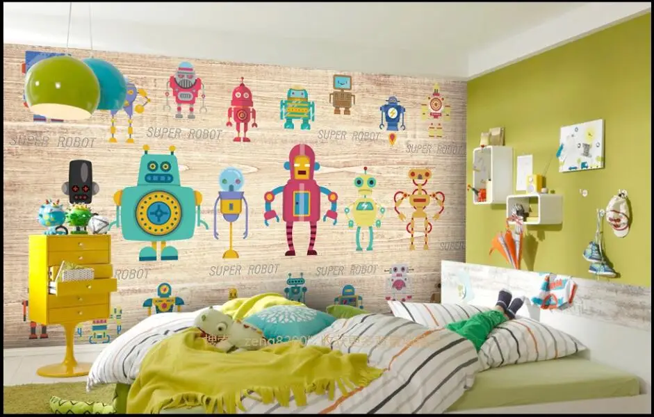 

3d wall mural on the wall Custom photo wallpaper 3d Cartoon robot boy children room home decor photo wallpaper for walls 3 d