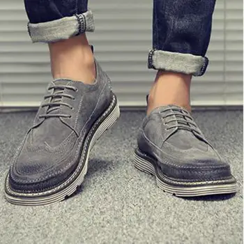 

Autumn Winter Mens Genuine Leather Suede Brogue Boots Lace Up Derby Shoes Waterproof Snow Boot Fit Shoes Men Office Italian Shoe
