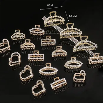 

15 pcs Crystal Geometric Hair Claw Clamps Metal Hair Crab Moon Shape Hair Claw Clip Gold Hairpin Hair Accessories Wholesale