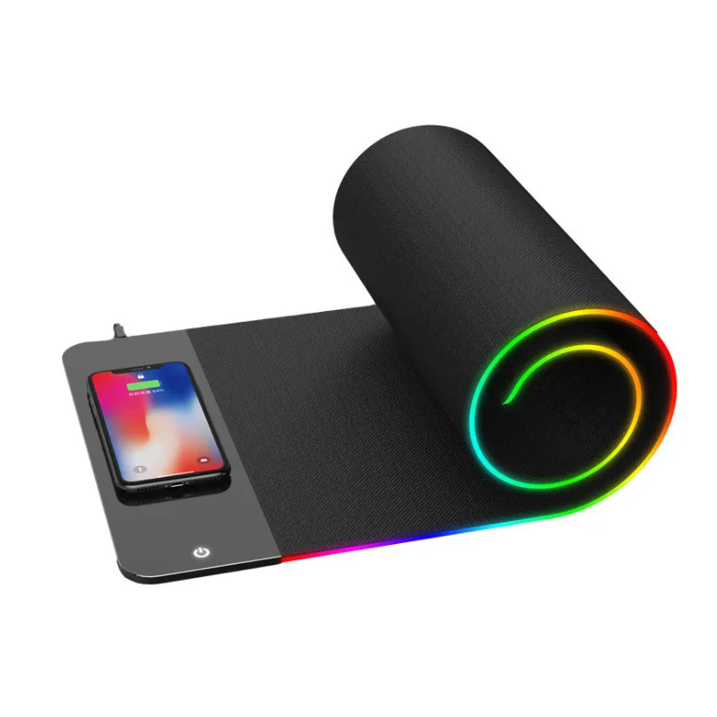 

2 in 1 Mouse Pad Wireless Charger Luminous Mousepad Fast Charging Pad for Office Gamer OUJ99