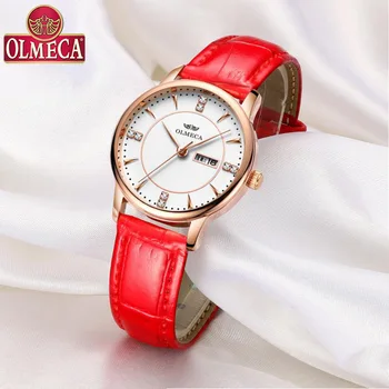 

OLMECA Top Brand Calendar Week Luxury Women Quartz Watch Fashion Simple Leisure Diamond Encrusted Waterproof Wristwatch relojes