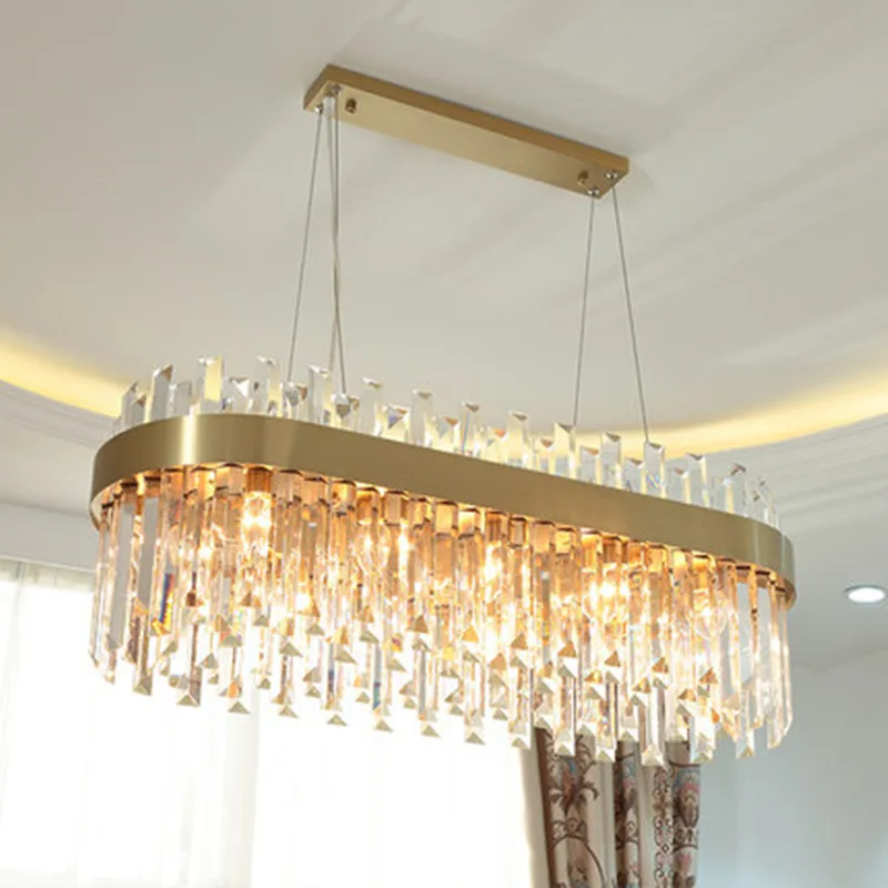 Luxury Gold Chandelier Lighting Dining Room Suspension Crystal Lamp Kitchen Island LED Cristal Lustres AC110-240V Light