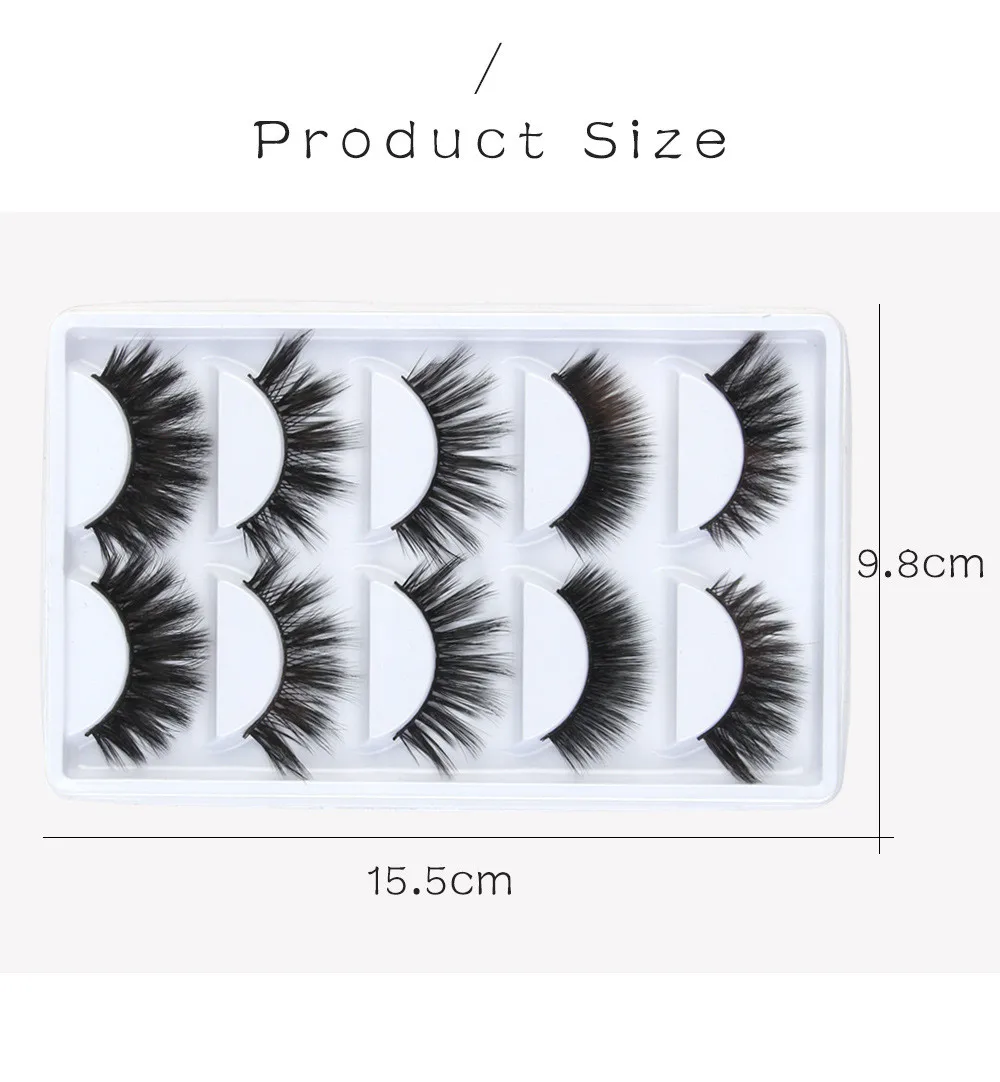 5 Pairs Handmade Real Mink 3D Full volume False Eyelashes Thick Long Lashes Set eyelash extension private label cosmetics (13)